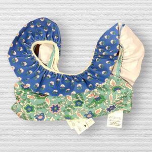 Mini Boden Girls Paisley Swim Top Frill Trim Blue Green NWT 4-5Y